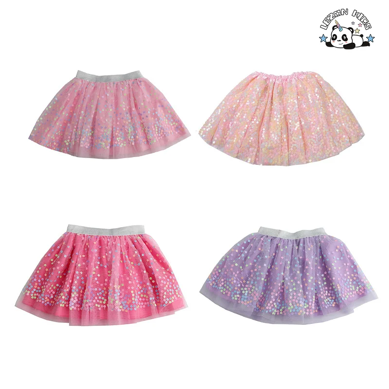 LEZONKIDS - Customizable Casual Girls Dress Sequins Tulle Star Print Western Style Children's Clothing